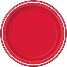 Red Thin Stripes Round 7 Dessert Plates 8ct