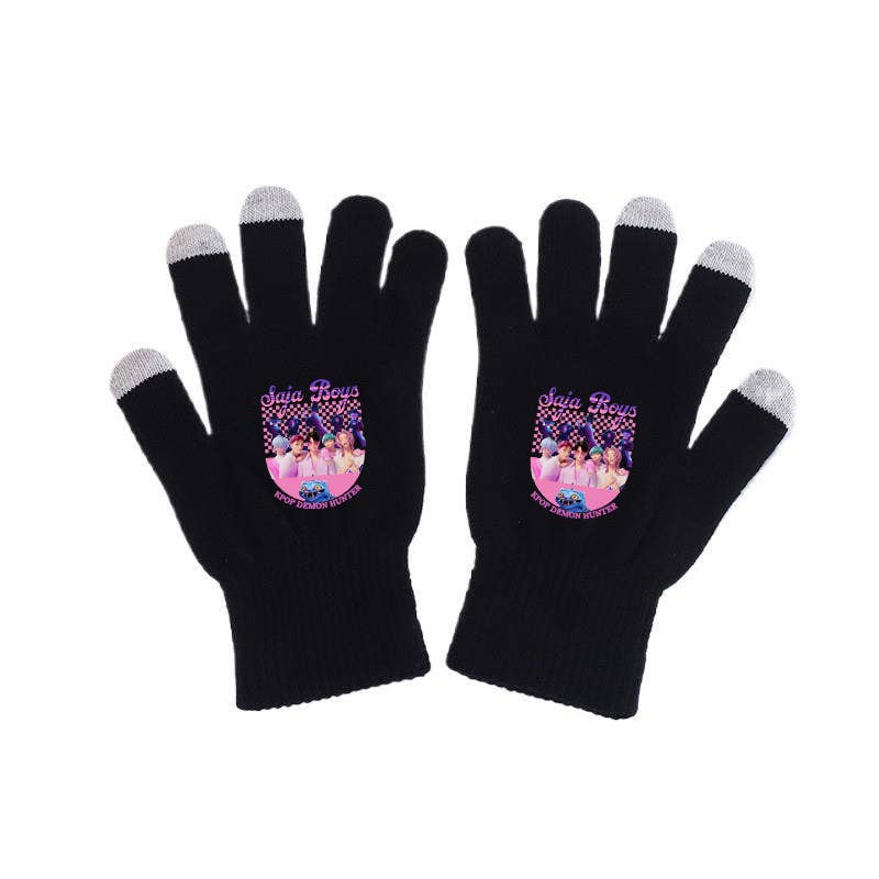 K-Pop Demon Hunters Black Knit Gloves