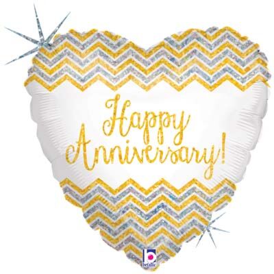 #597 Chevron Anniversary Holographic 18in Balloon