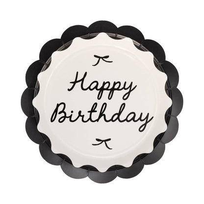 Black Happy Birthday Paper Plate