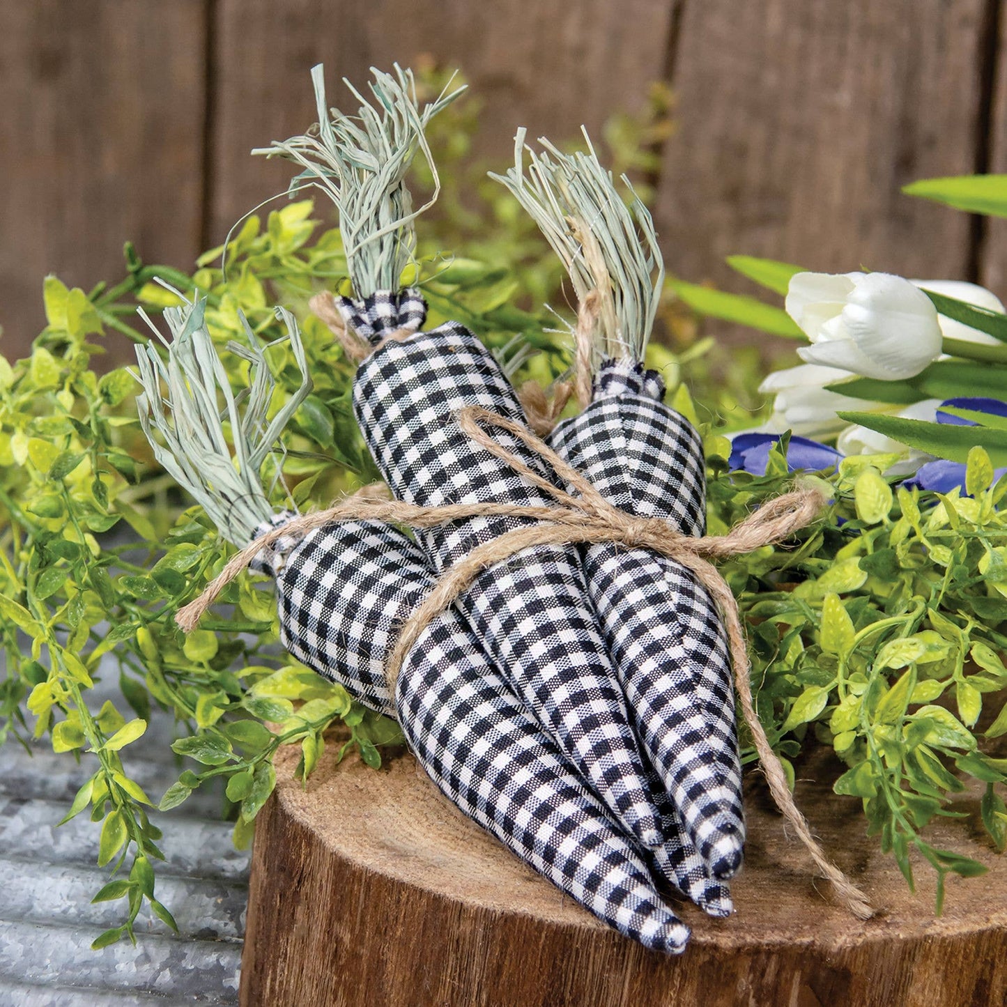 4/Set, Black & White Gingham Carrots