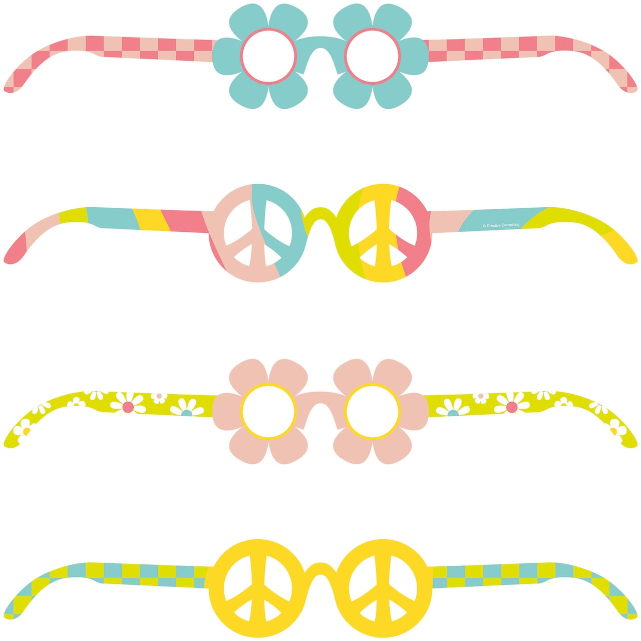Flower Power Paper Glasses 4ct