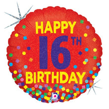 #112 16th Bday Confetti 18in Balloon