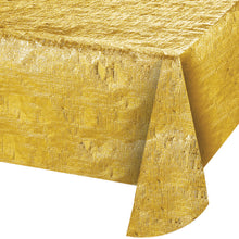 Gold Metallic Rectangular Plastic Table Cover 54in x 84in