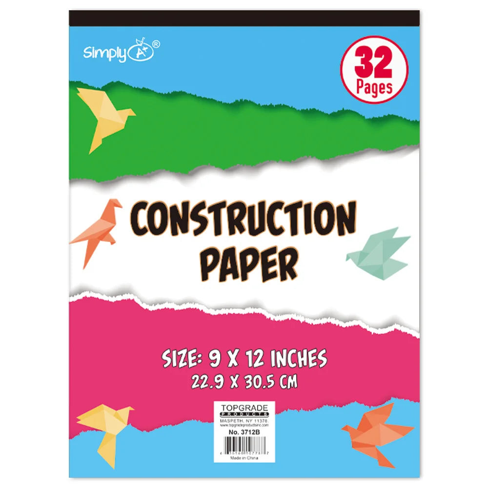 Construction Paper Pad 32 Sheets - Assorted Colors