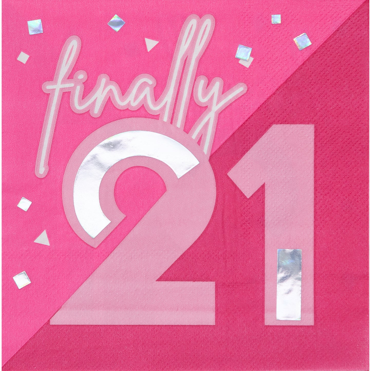 Pink Foil Finally 21 Lunch Napkins 16ct