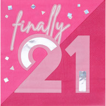 Pink Foil Finally 21 Lunch Napkins 16ct