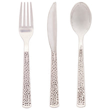 Hammered Silver Plastic Cutlery 24ct