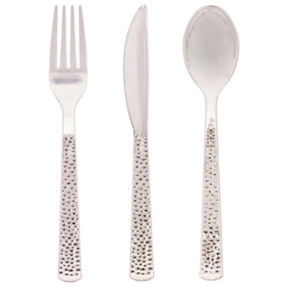 Hammered Silver Plastic Cutlery 24ct