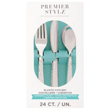 Hammered Silver Plastic Cutlery 24ct