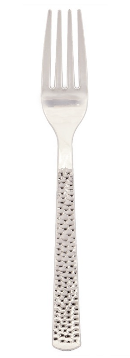 Hammered Silver Plastic Cutlery 24ct