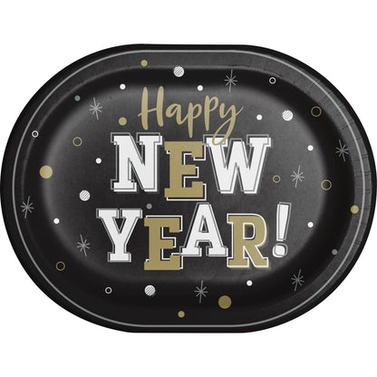 New Years 9.25" x 12" Oval Plates 8ct