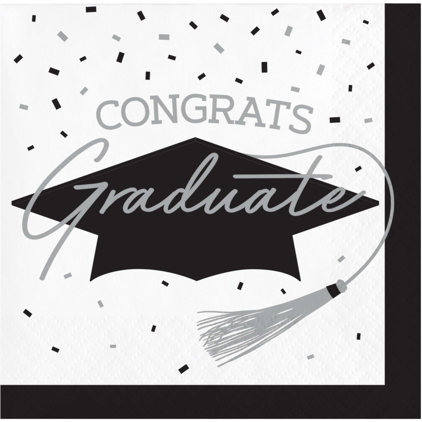 Graduation White Beverage Napkins 36ct