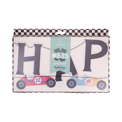 Miles per Hour Happy Birthday Banner Set