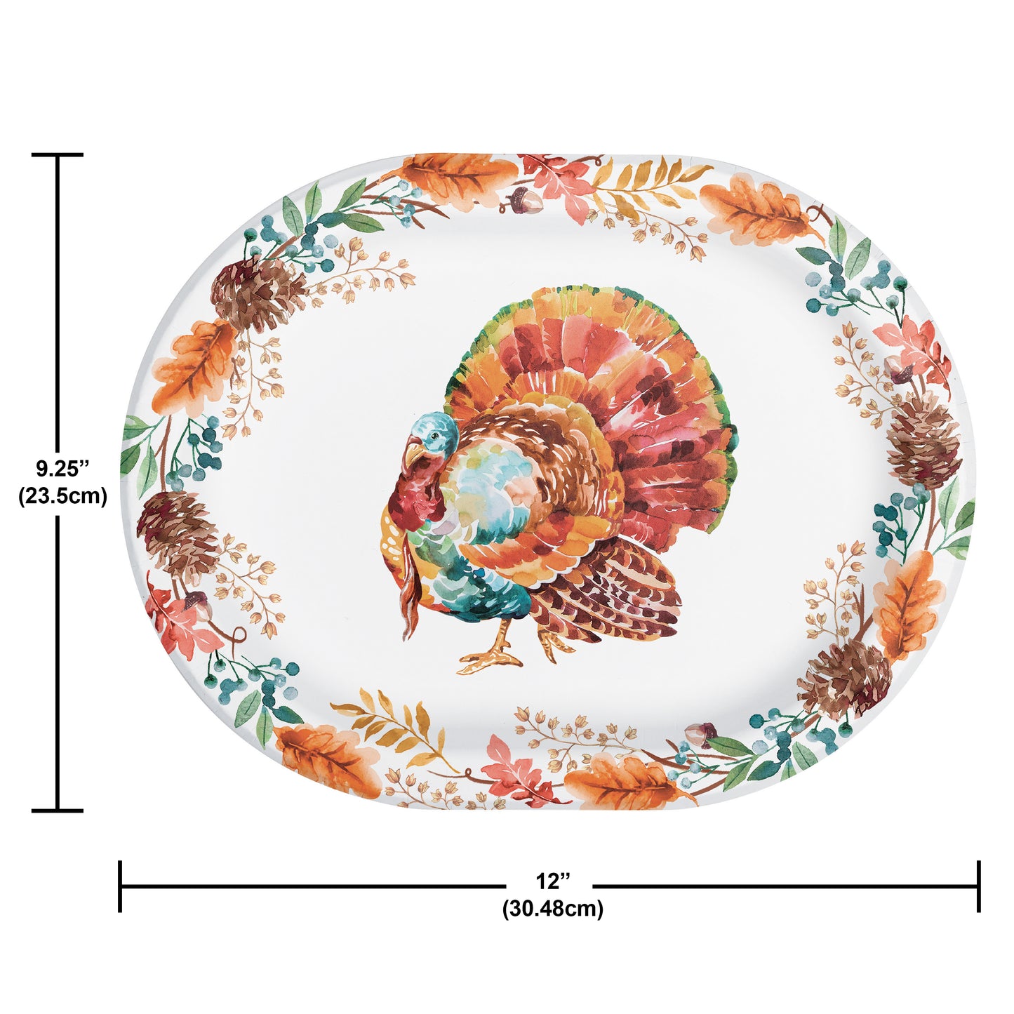 Tasteful Turkey 9.25" x 12" Oval Plates 8ct