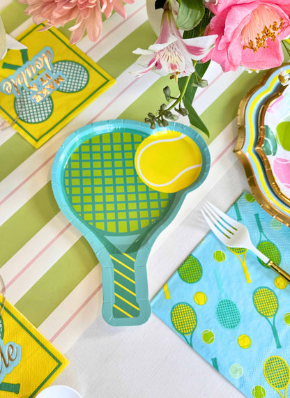 Tennis Racket 9in Appetizer/Dessert Plates 8ct
