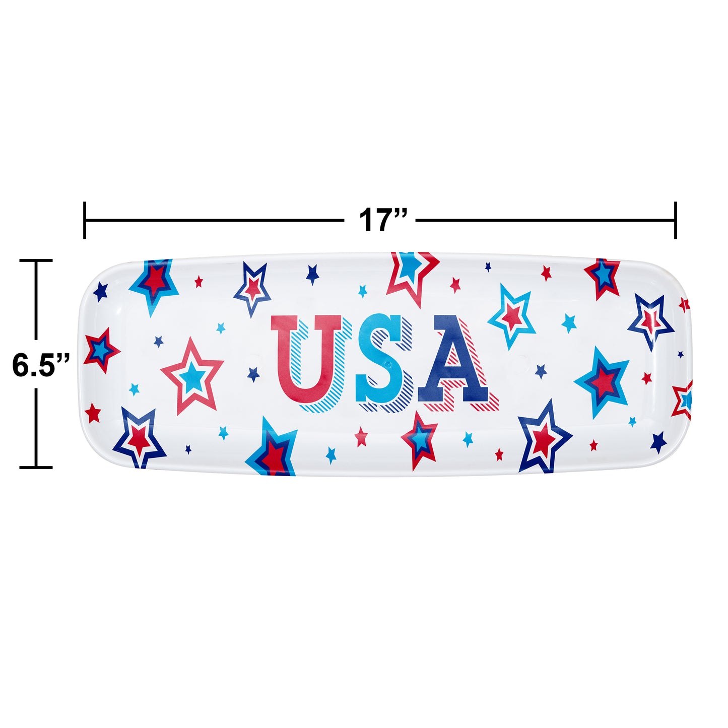 Patriotic Plastic Tray 17" x 6.5"