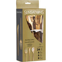 Metallic Gold Plastic Cutlery 8ea. Forks, Spoons, Knives