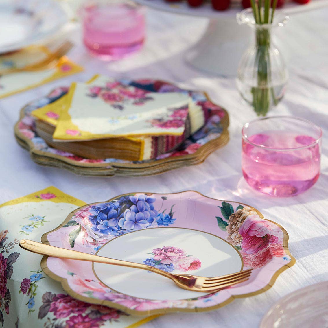 Mixed Floral Paper Plates - 12 Pack | Tea Party |