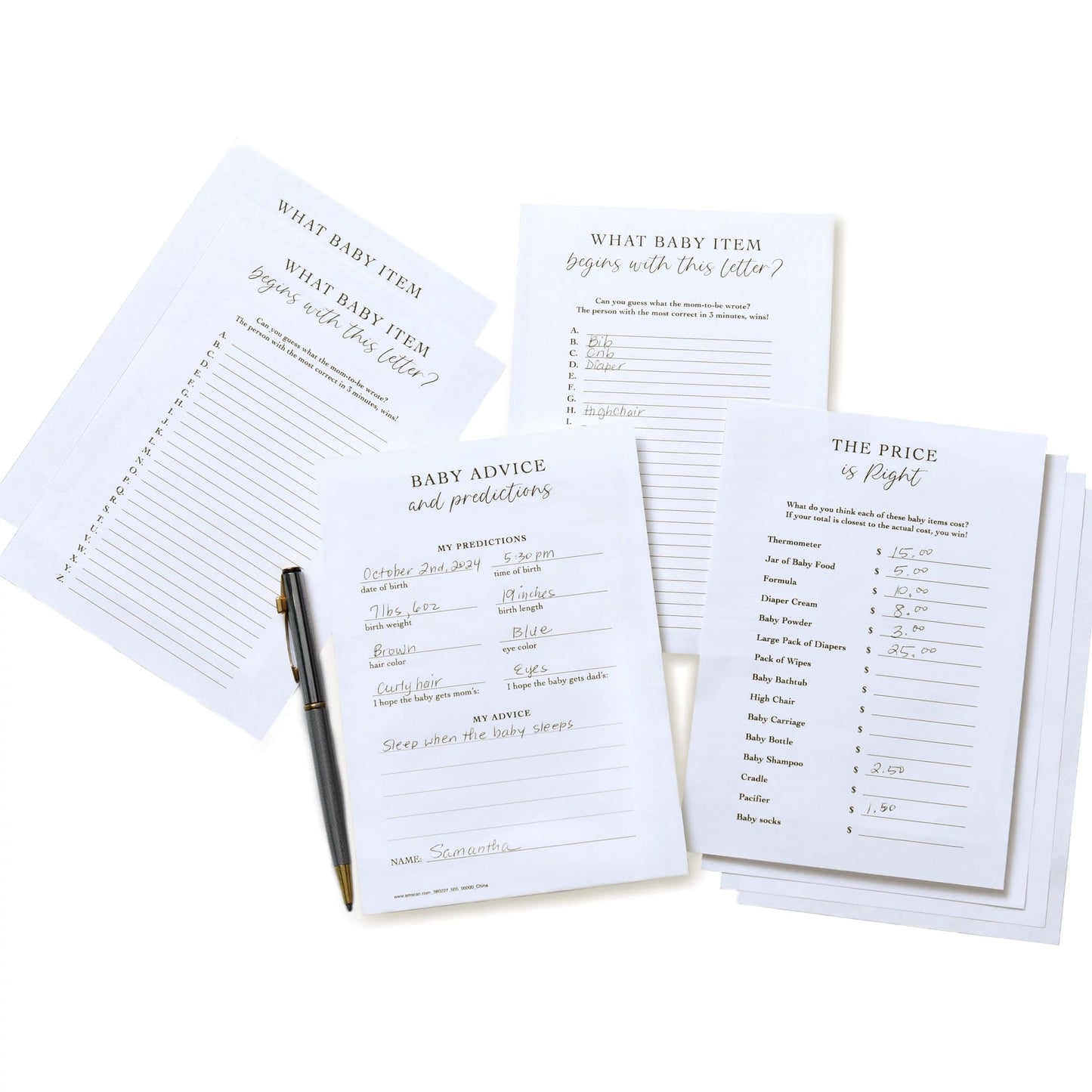 Generic Baby Shower Game Pack