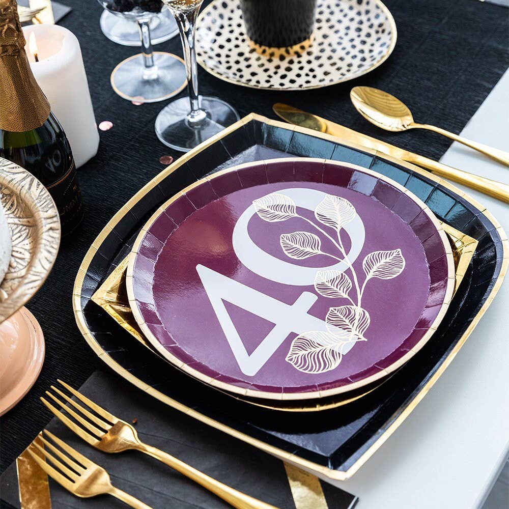 40th Dessert Plates - 8 Pk. - 2 Color Options