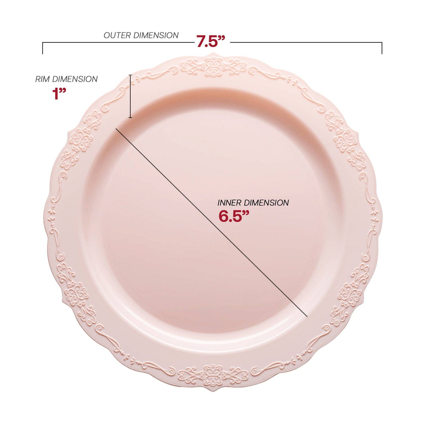 Pink Vintage Round Plastic Dinnerware Set