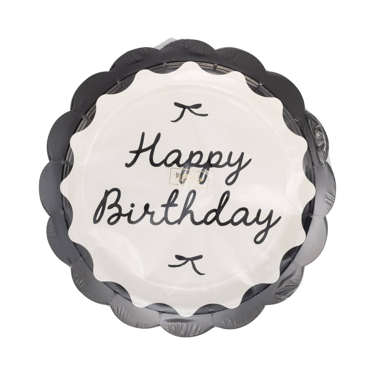 Black Happy Birthday Paper Plate