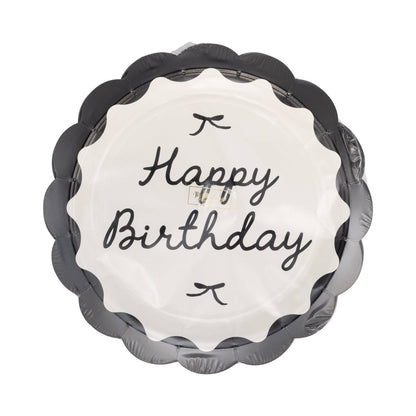Black Happy Birthday Paper Plate
