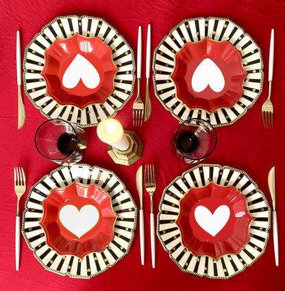 8 Love Dessert Plates Red