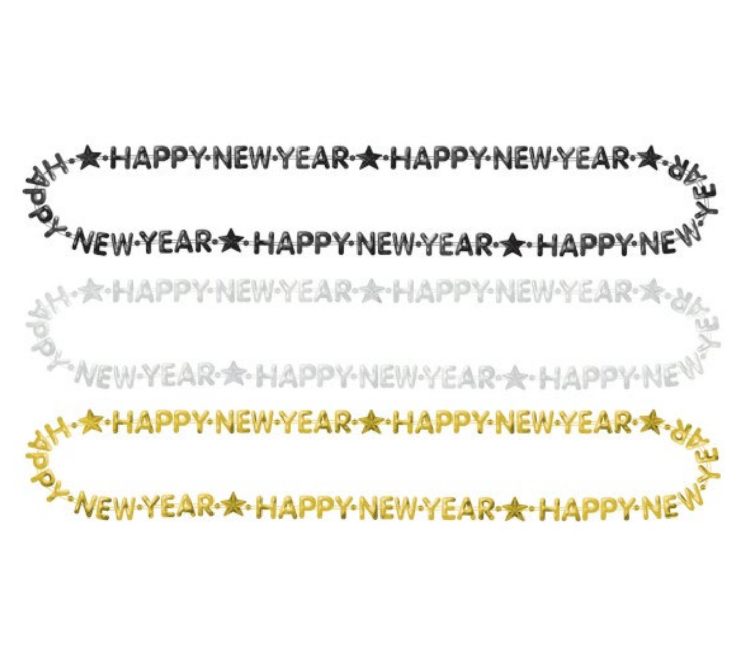 Happy New Year Beads - Black, Silver, Gold 3ct