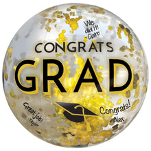 Congrats Grad Beach Ball w/ Confetti - Black, Silver, Gold 16in