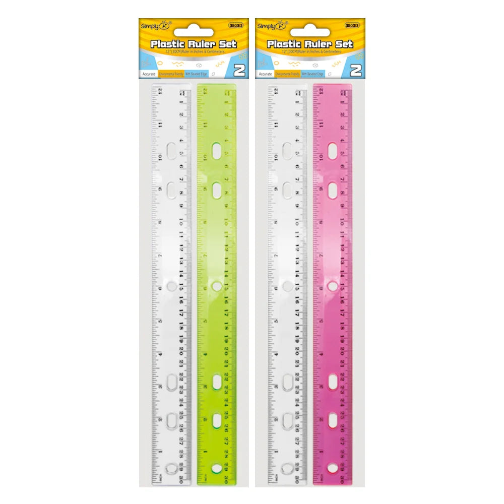 Plastic Rulers 2ct - Assorted Colors