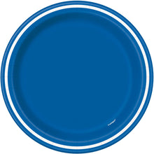 Royal Blue Thin Stripes Round 7 Dessert Plates 8ct