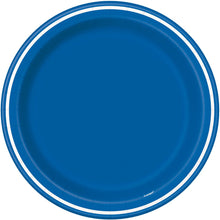 Royal Blue Thin Stripes Round 9 Dinner Plates 8ct