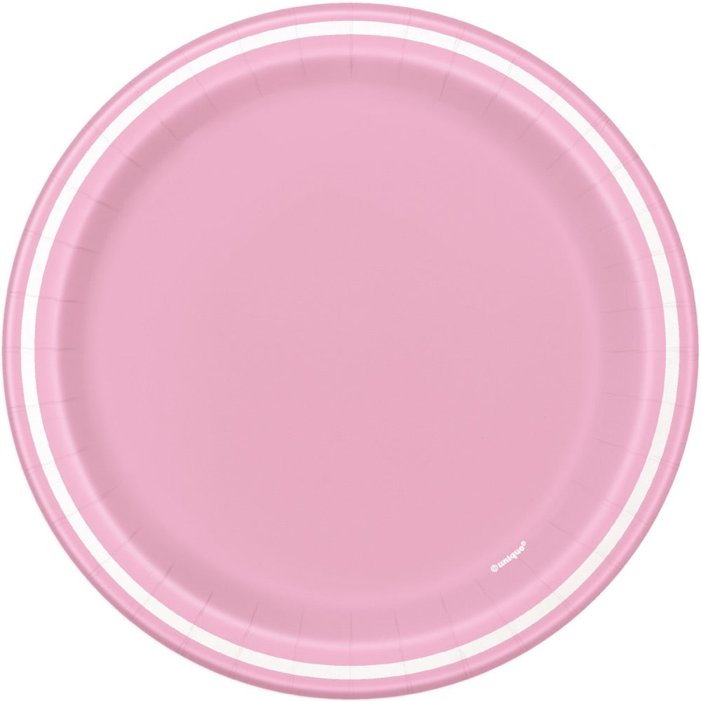 Lovely Pink Thin Stripes Round 7 Dessert Plates 8ct