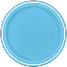 Powder Blue Thin Stripes Round 9 Dinner Plates 8ct