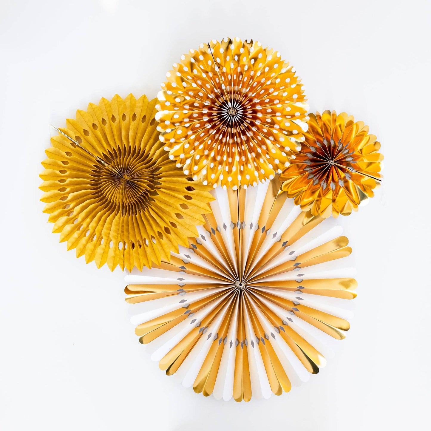 Gold and White Party Fan Set