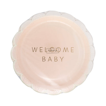 Welcome Baby Pink Plates 8ct