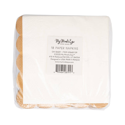 Oh Baby Gold and Tan Cocktail Napkins 18ct