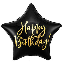 #074 Happy Birthday Black Star 18in Balloon