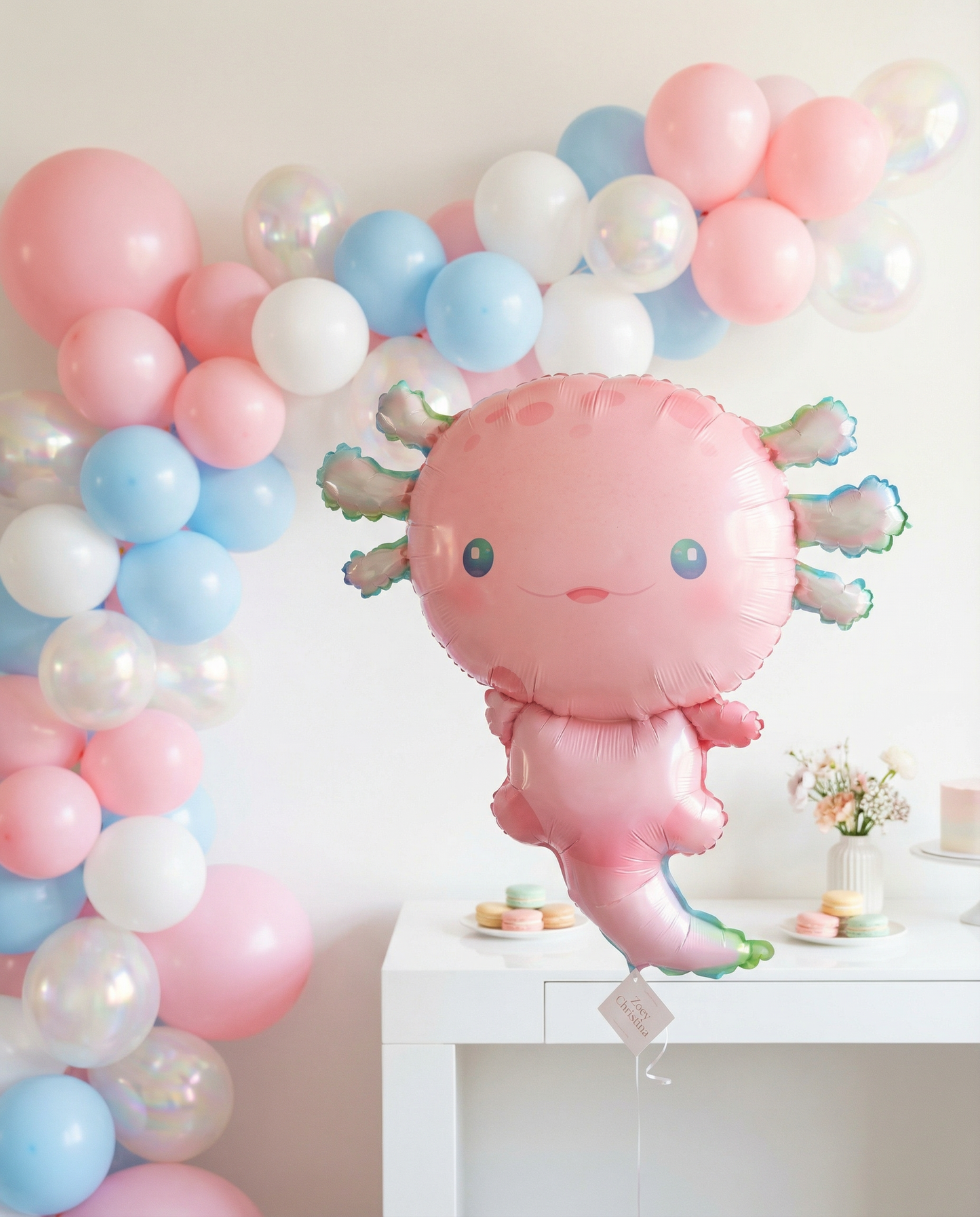 #403A Pink Axolotl Foil Balloon