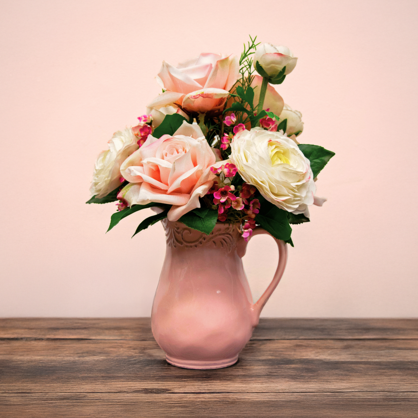7.25"H Ceramic Pitcher with Embossed Details