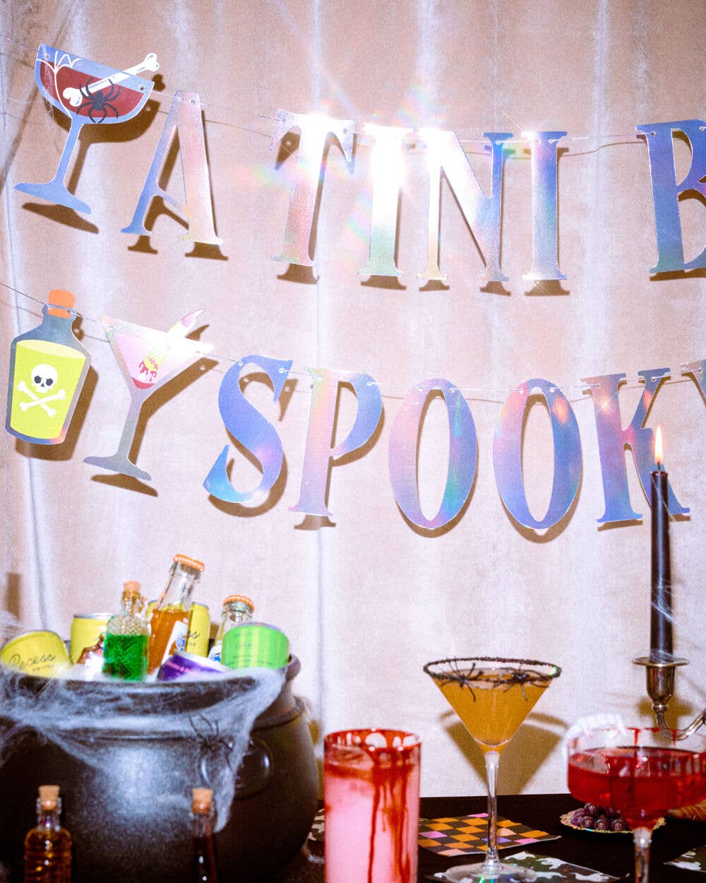 Tini Bit Spooky Banner - 6 ft iridescent banner