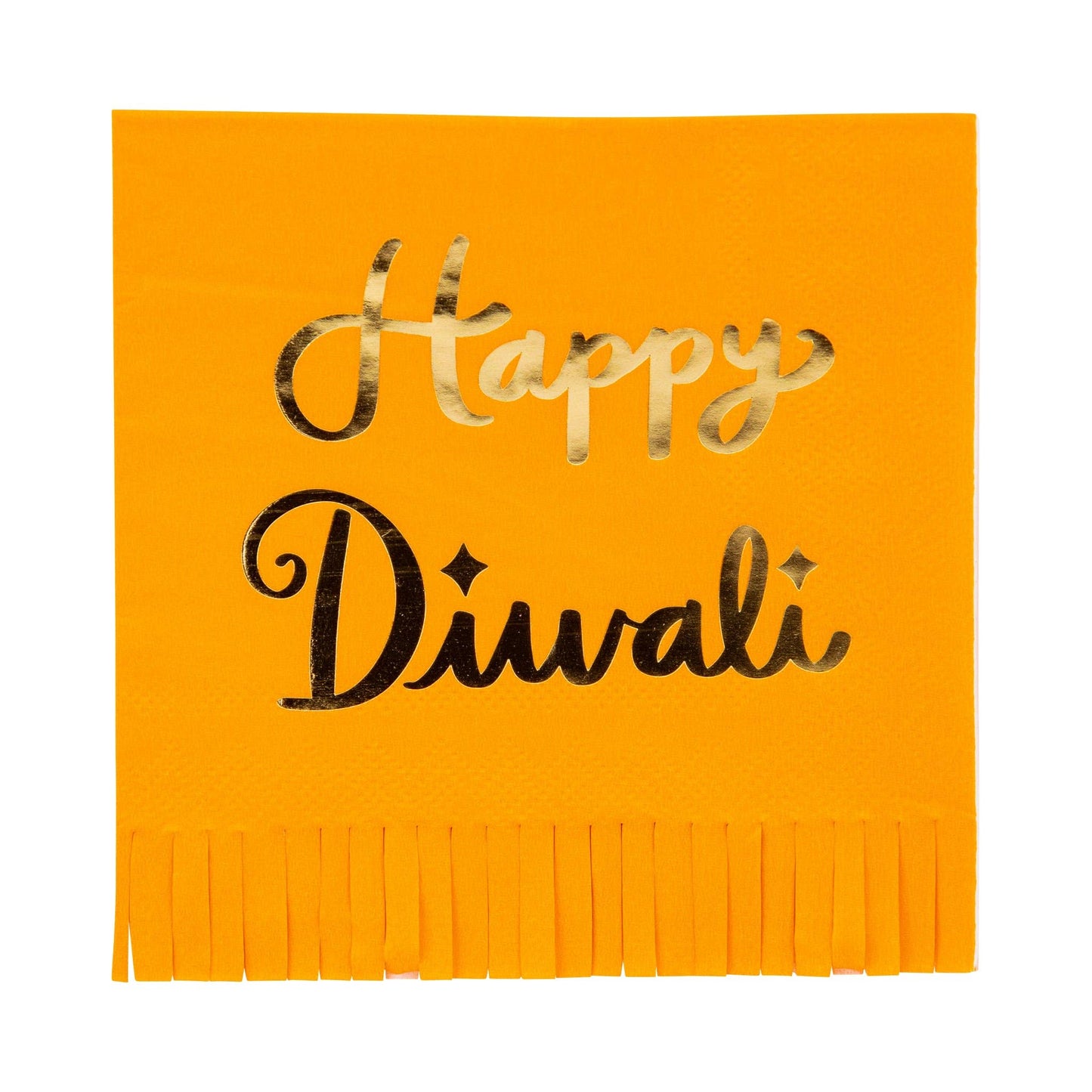 Foiled Happy Diwali Fringed Cocktail Napkins 18ct
