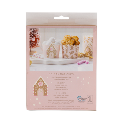Pink Gingerbread House 5 oz Baking Cups 50ct