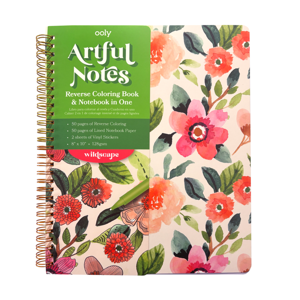 Artful Notes Reverse Coloring Book and Notebook - Wildscape