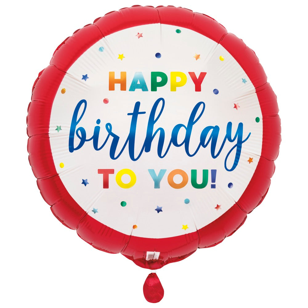 Dots & Stars Birthday 18in Mylar Balloon
