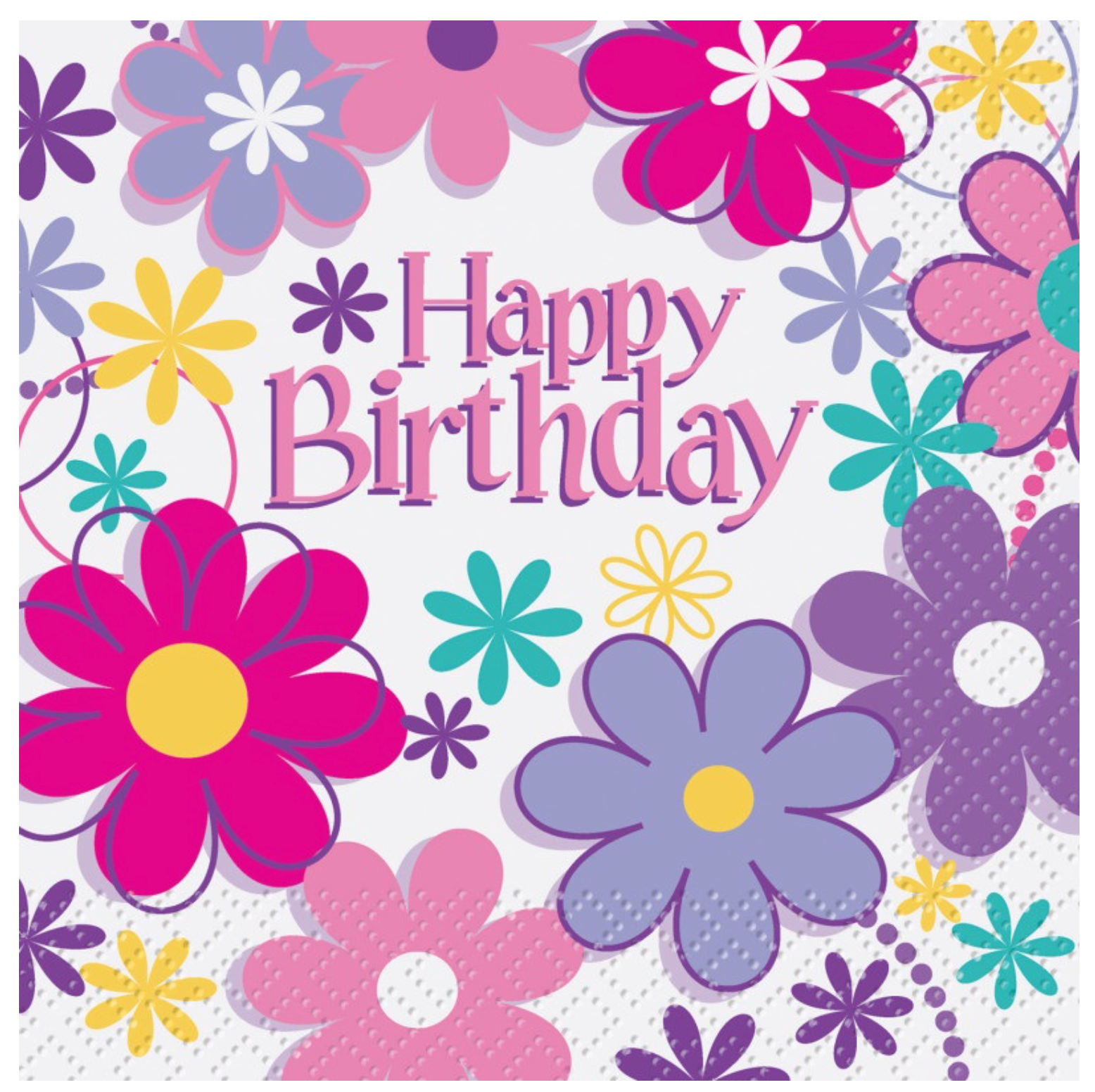 Birthday Blossoms Beverage Napkins 16ct