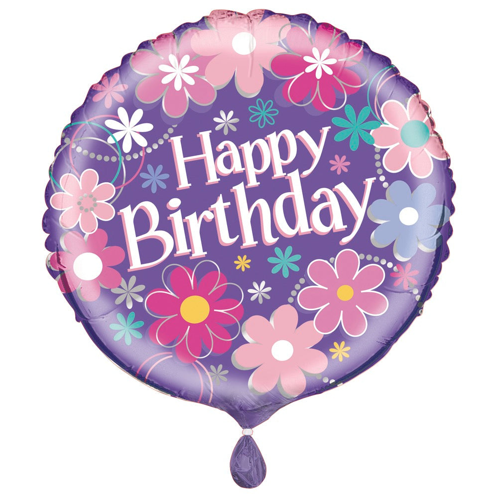 Birthday Blossoms 18in Mylar Balloon