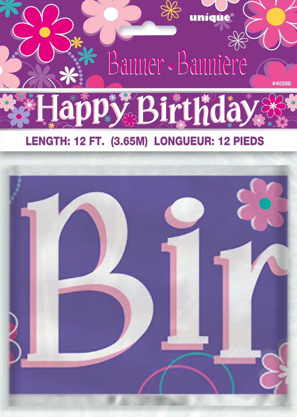 Foil Birthday Blossoms Banner 12ft